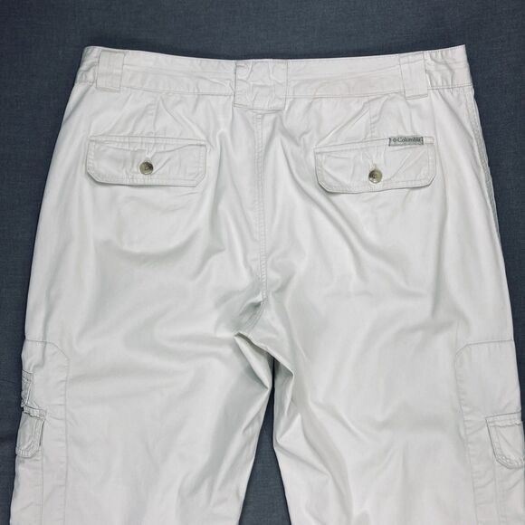 Columbia Cargo Capri Pants Sz 14 Cream Straight Leg Summer Beach Coastal Comfort - Picture 6 of 13